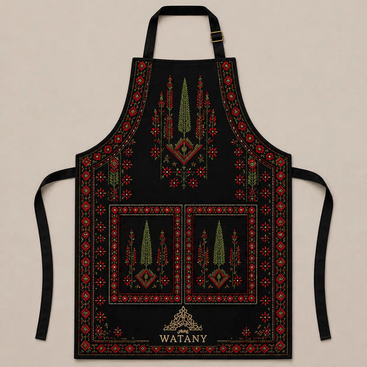 Palestinian Tatreez Apron – Gaza Cypress Design.