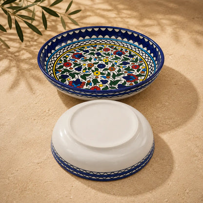Floral Ceramic Bowl – Floral Serving, Salad & Pasta Bowl, Decorative Mediterranean Tableware (23cm, 28cm, 35cm)