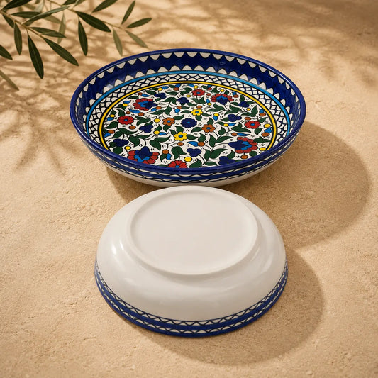 Floral Ceramic Bowl – Floral Serving, Salad & Pasta Bowl, Decorative Mediterranean Tableware (23cm, 28cm, 35cm)