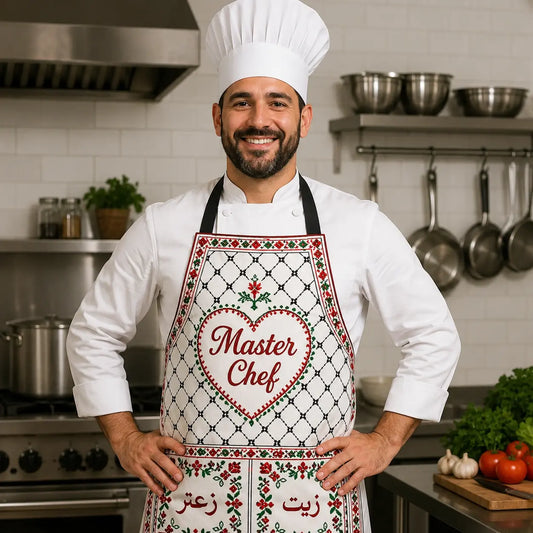 Palestinian Tatreez Apron – Kufiya Mesh with Ramallah Wardat Design