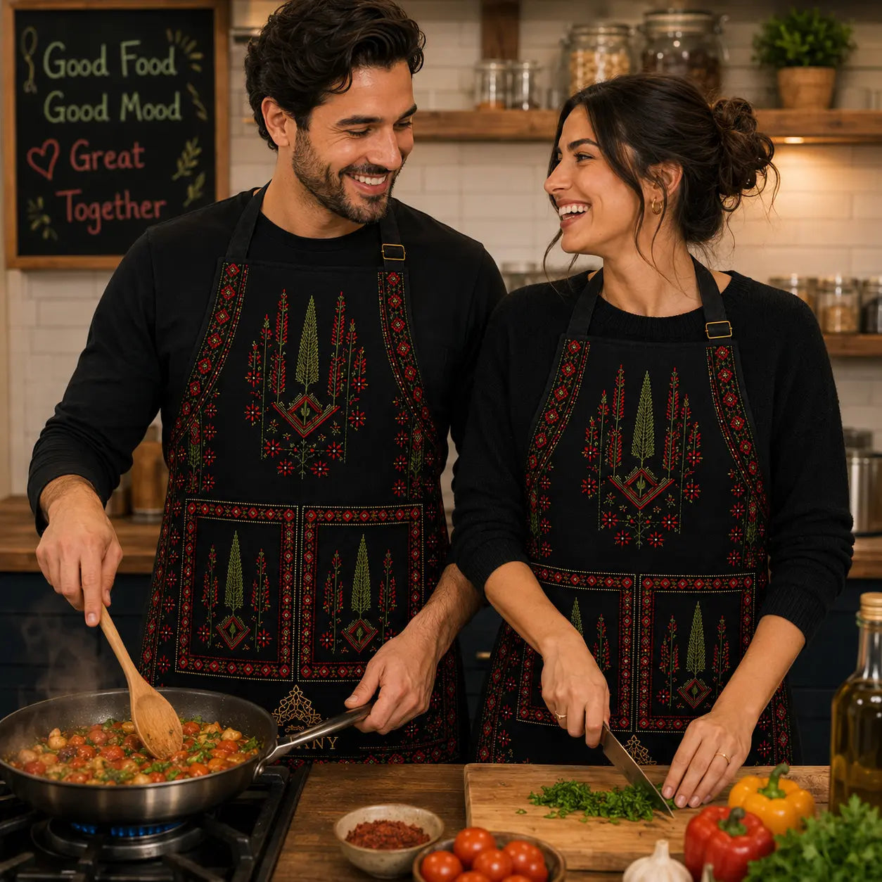 Palestinian Tatreez Apron – Gaza Cypress Design