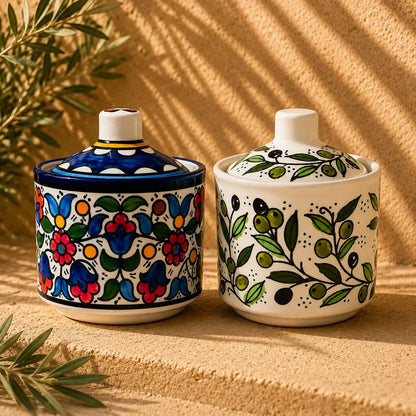 Handmade Ceramic pot with Lid – Sugar, Tea & Coffee Storage Jar / Canister
