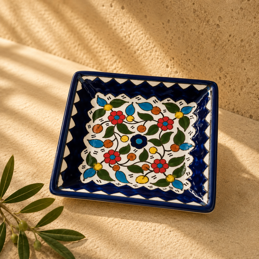 Petite assiette carrée de service – Céramique artisanale, 10 cm, pour apéritifs, fruits ou décoration, vaisselle de luxe