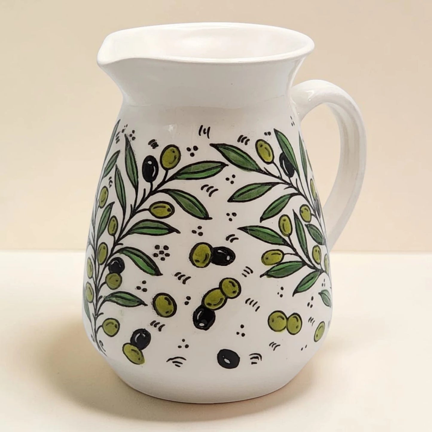 Haleeb Handmade Ceramic Pitche r0.8 L – Palestinian Pottery – Blue Floral, Colorful Floral & Zatoun Designs