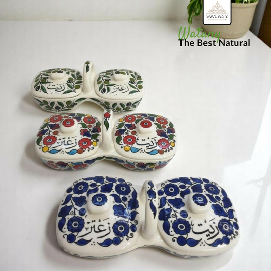 Ensemble d'assiettes à huile d'olive et zaatar 12×11,5×23,5 cm