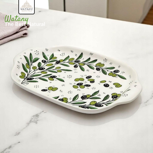 Palestinian Ceramic Serving Plate 24×34×7 cm
