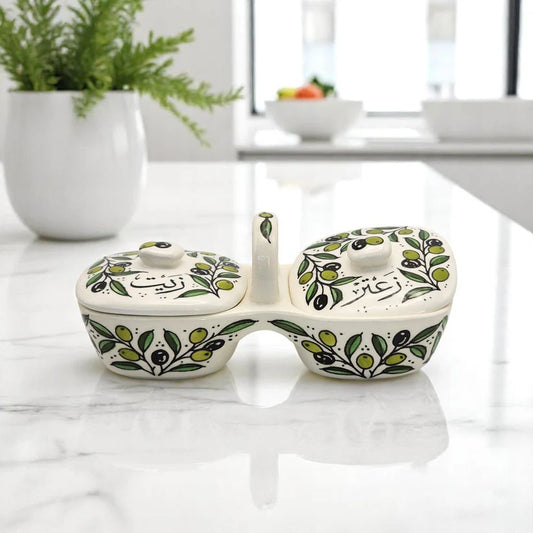 Olive Oil and Zaatar Plates Set