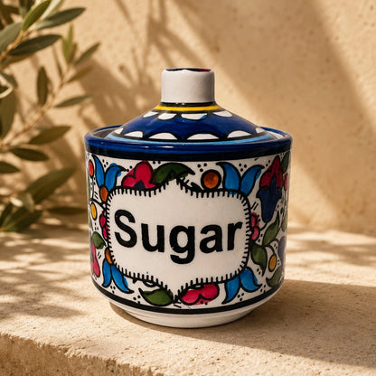 Handmade Floral Ceramic Pot with Lid – Storage Jar, Canister & Kitchen Container