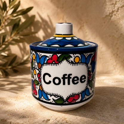 Handmade Floral Ceramic Pot with Lid – Storage Jar, Canister & Kitchen Container