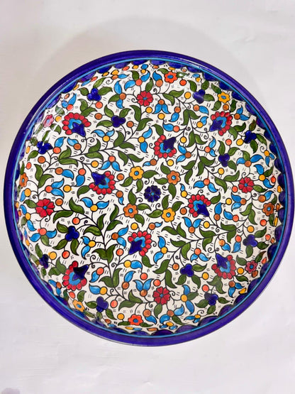 Palestinian Flower Ceramic Bowl – Big & Medium Sizes, Maqluba Bowl, Serving & Mixing Bowl