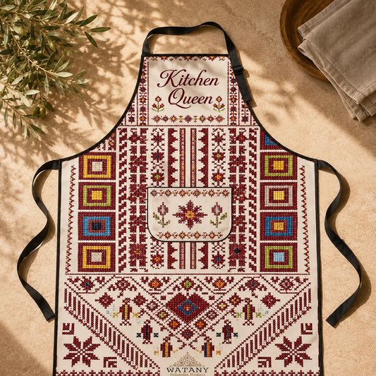 Tatreez Apron – Cooking Apron for Kitchen - Watany Palestinian Products