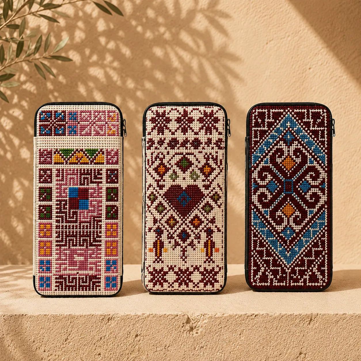 Tatreez Phone Pouch – Zip Wallet & Card Holder Sleeve