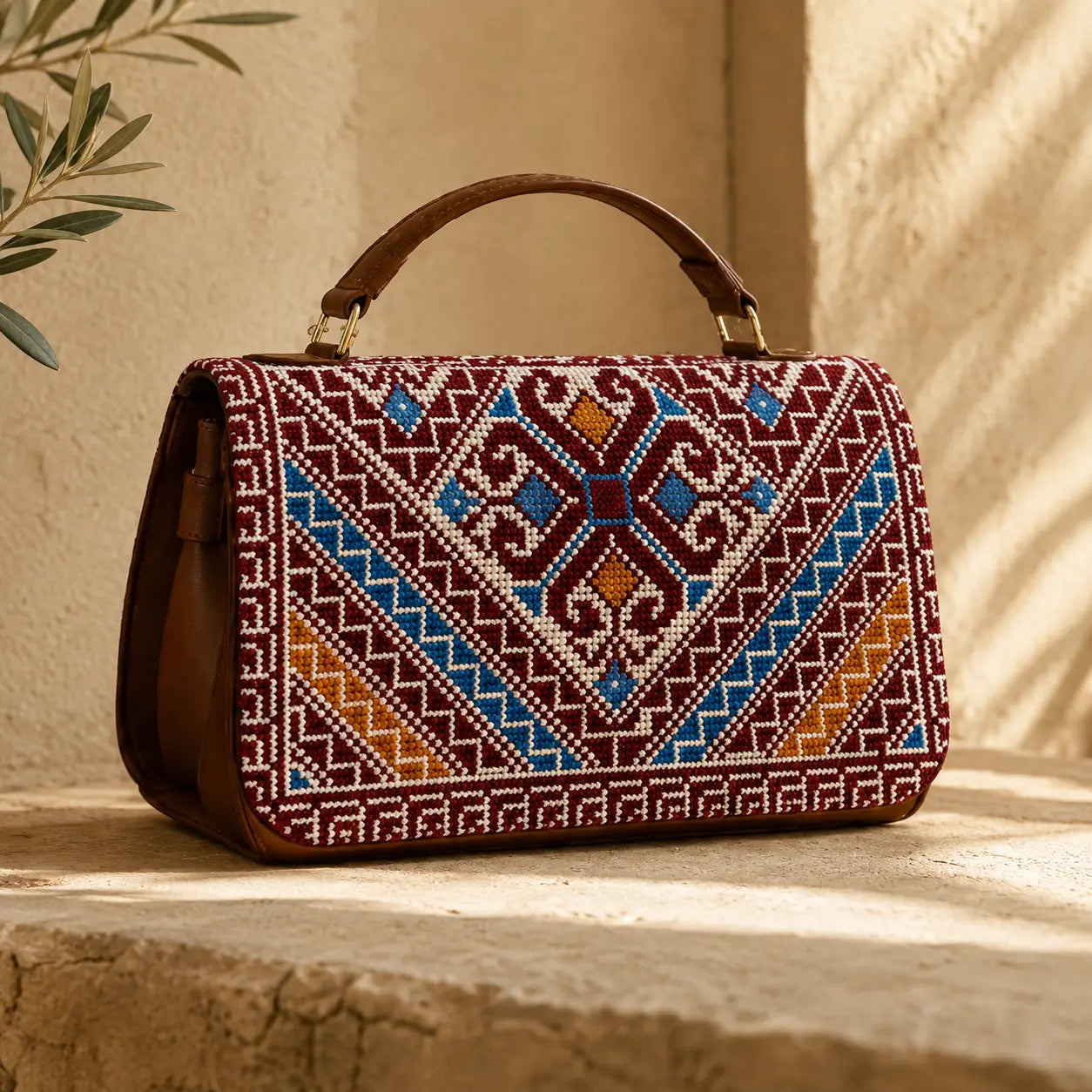 Handmade Palestinian Tatreez Crossbody Bag – Traditional Embroidered Women’s Shoulder Purse, Artisan Heritage Handbag, Middle Eastern Fashion Accessory.