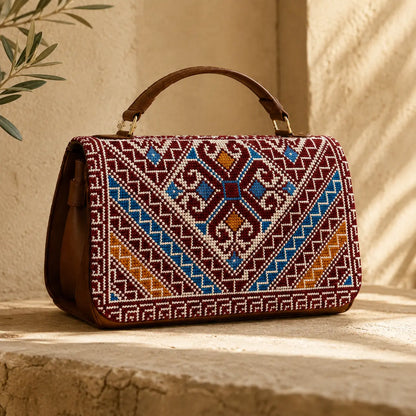 Handmade Palestinian Tatreez Crossbody Bag – Traditional Embroidered Women’s Shoulder Purse, Artisan Heritage Handbag, Middle Eastern Fashion Accessory.