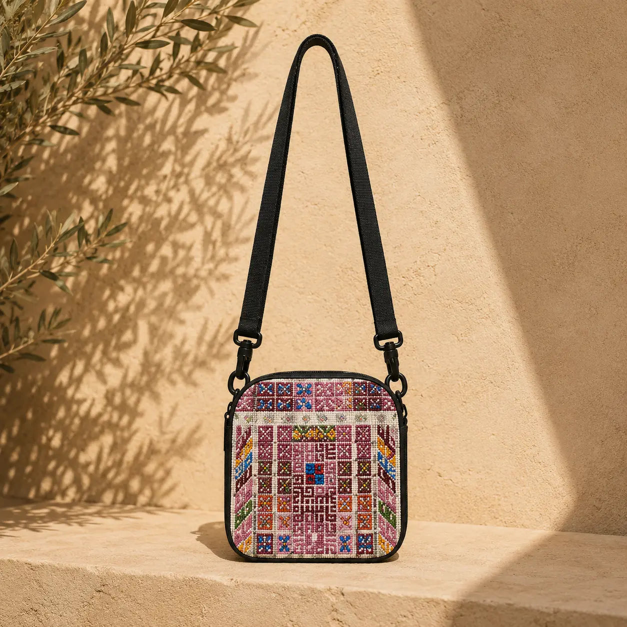 Tatreez Small Crossbody Bag – Shoulder Bag with Adjustable Strap