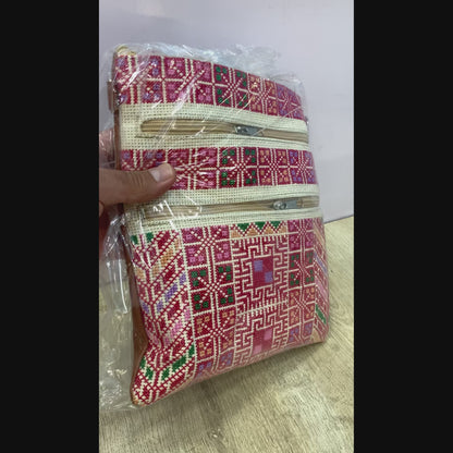 Sac à bandoulière palestinien Tatreez fait main avec poches zippées