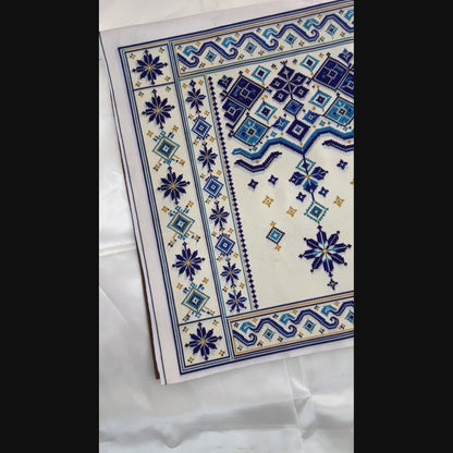 Cushion Cover Set of 2 – Palestinian Tatreez – 18×18 in – Coastal Blue