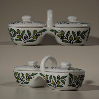 Ensemble d'assiettes à huile d'olive et zaatar 12×11,5×23,5 cm
