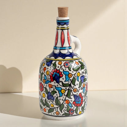 Large Ceramic Oil Bottle 12×12×25 cm – Handmade Olive Oil Dispenser & Kitchen Accessories Decor