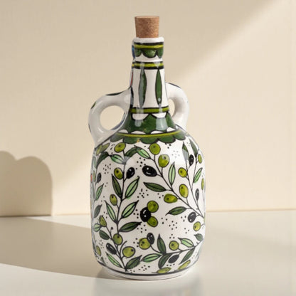 Large Ceramic Oil Bottle 12×12×25 cm – Handmade Olive Oil Dispenser & Kitchen Accessories Decor