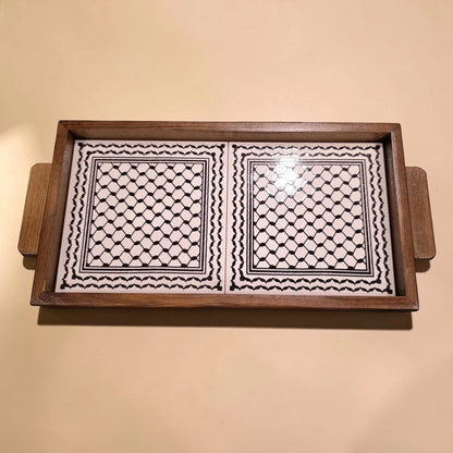 Palestinian Keffiyeh Coffee Bundle with Rectangle Tray