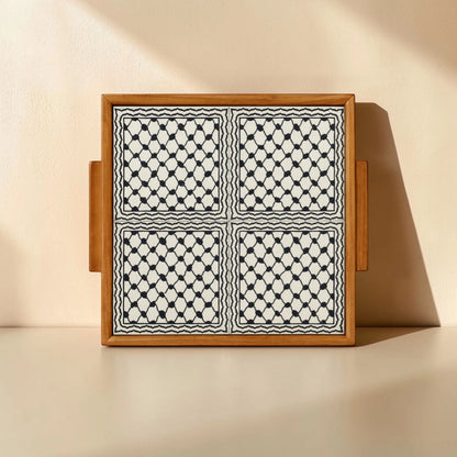 Palestinian Keffiyeh Arabic Coffee Bundle with Square Tray