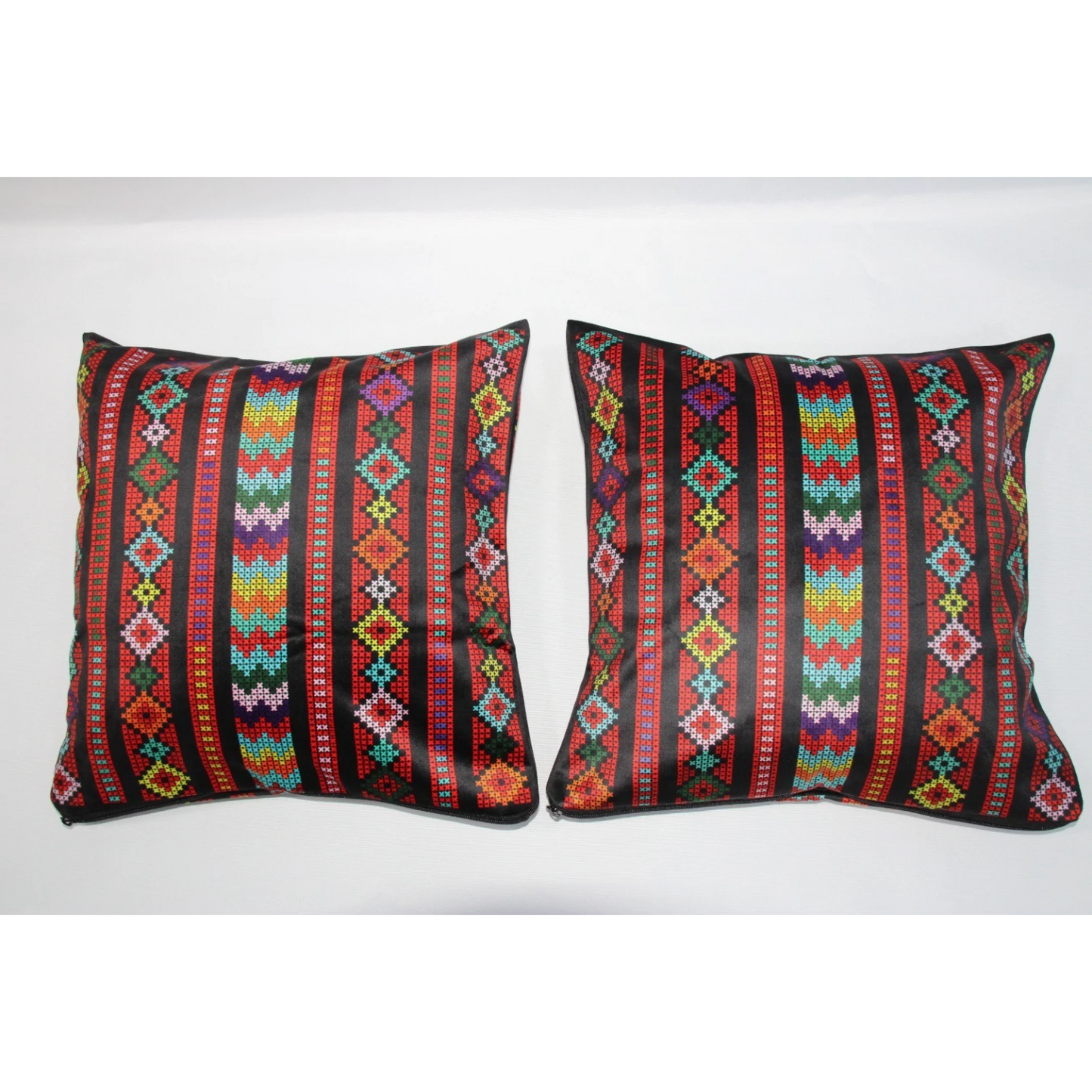 Cushion Cover Set of 2 – Palestinian Tatreez – 45 cm – Heritage Stripes