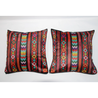Cushion Cover Set of 2 – Palestinian Tatreez – 45 cm – Heritage Stripes