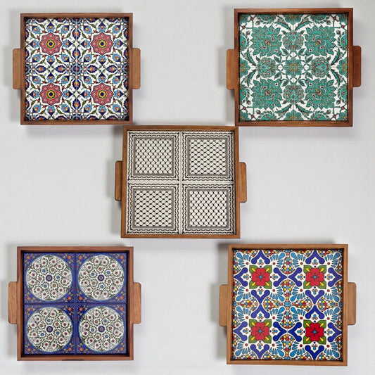 Plateau alimentaire palestinien carré 30x30x3 cm