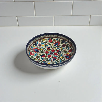 Palestinian Flower Ceramic Bowl – Big & Medium Sizes, Maqluba Bowl, Serving & Mixing Bowl