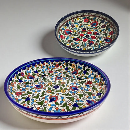 Palestinian Flower Ceramic Bowl – Big & Medium Sizes, Maqluba Bowl, Serving & Mixing Bowl